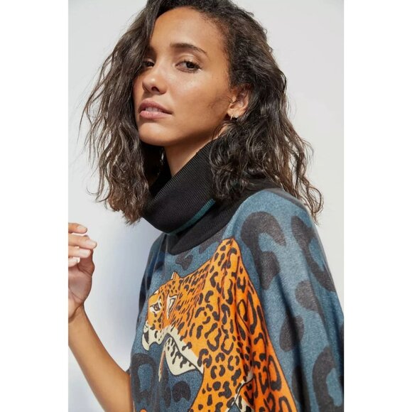 Anthropologie Conditions Apply Leopard Poncho Pullover - Picture 2 of 7